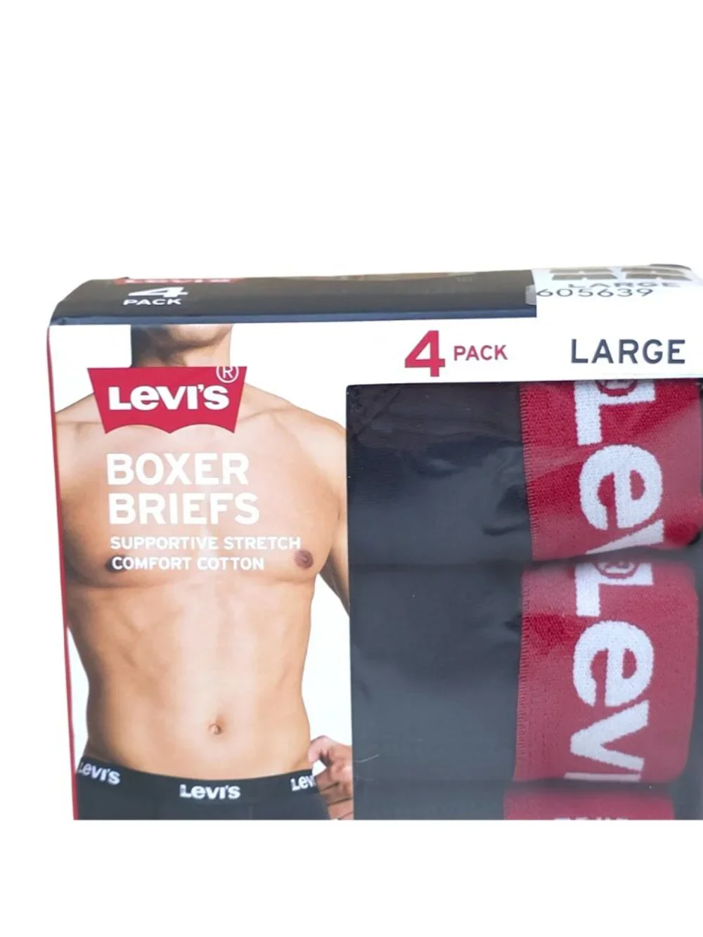 Levis Mens L 4-Pack Boxer Briefs Supportive Stretch Cotton Anti-Roll Waistband